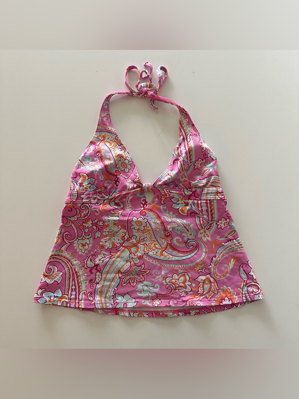 Vintage Y2K Ralph Lauren Pink Paisley Halter Tankini Crop Tank Top 6